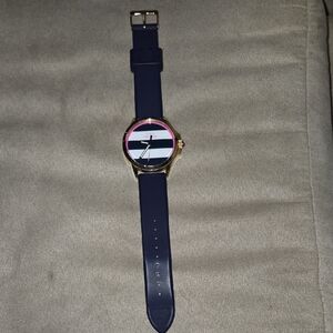 Juicy Couture Jet Setter Watch Women 40mm Gold Tone Blue White New Battery